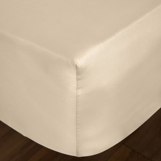 IJP Luxury 600TC Double Fitted Sheet, Cream