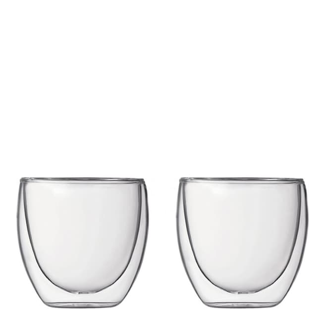 Bodum Set of 2 Pavina Small Double Wall Glass Cup 0.25L, 8oz