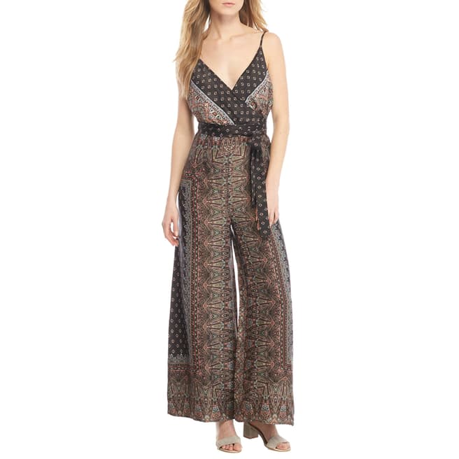 Free People Black Combo Cabbage Rose Jumpsuit 