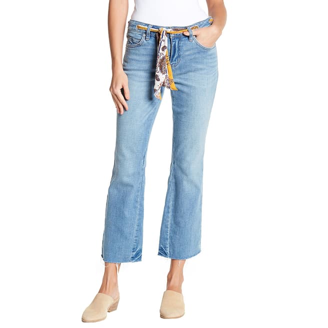 Free People Blue Belt Boot Cut Cotton Stretch Jeans