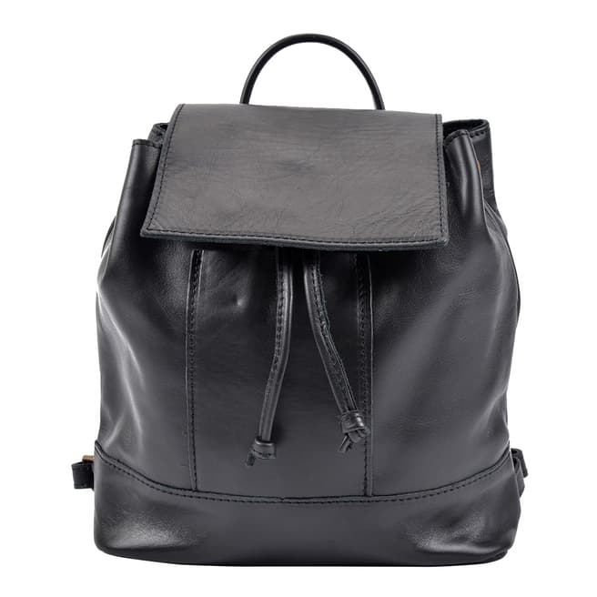 Roberta M Black Leather Backpack