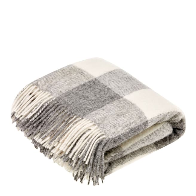 Bronte by Moon Grey Checkerboard Wool Throw 135x195cm