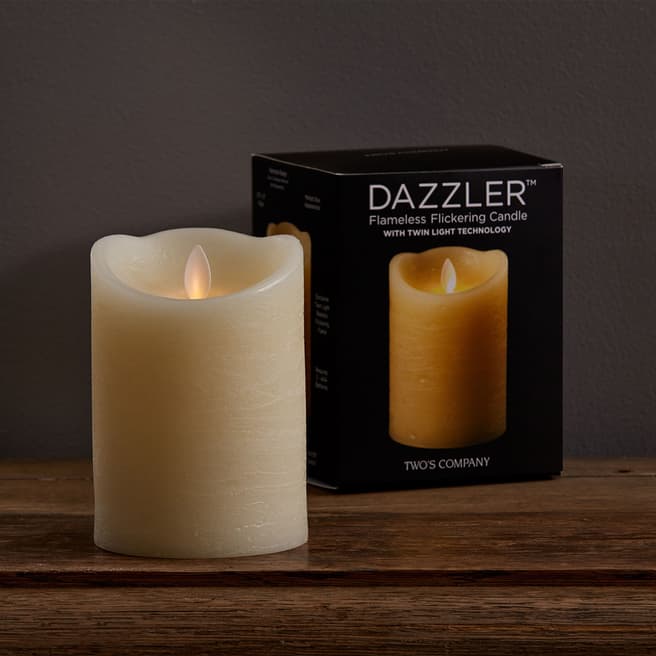 Two's Company Cream Dazzler Twin Light Flameless Flickering Candle