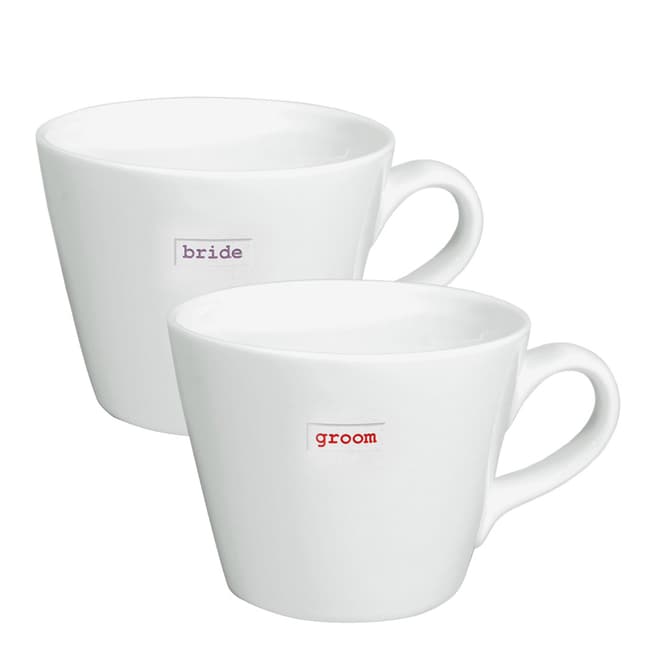 Keith Brymer Jones Set of 2 Bride/Groom Standard Bucket Mugs, 350ml