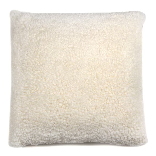 AUSKIN Off-White Shortwool Curly Sheepskin Cushion 35x35cm