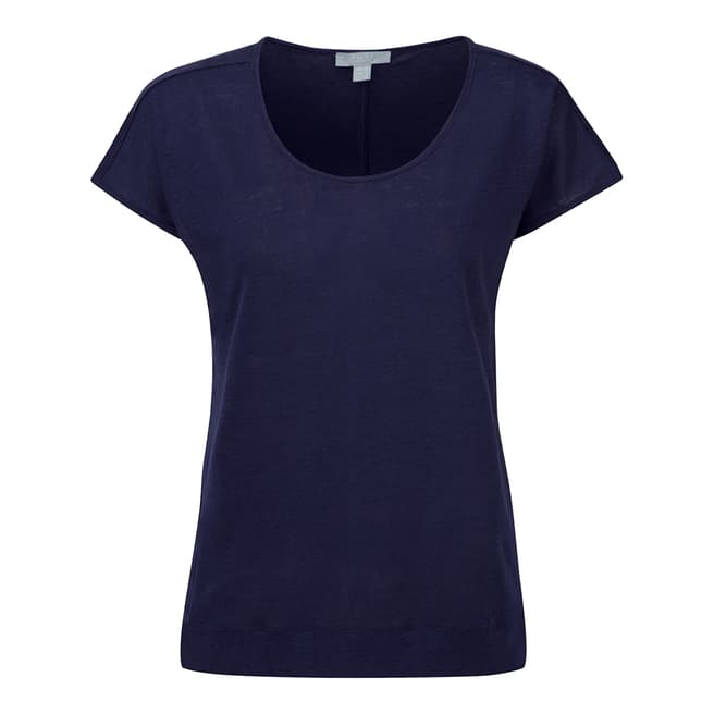 Pure Collection Navy Luxury Linen Relaxed T-Shirt