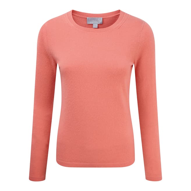 Pure Collection Spring Coral Cashmere Crew Neck Jumper
