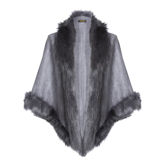 JayLey Collection Charcoal Faux Fur Luxury Short Gilet