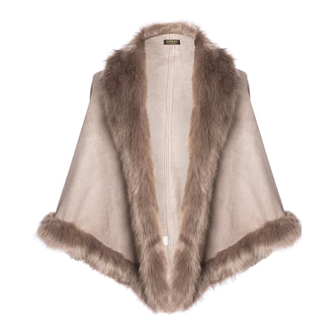 JayLey Collection Taupe Faux Fur Short Gilet