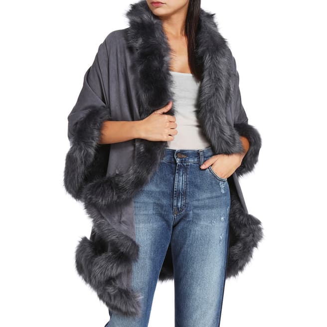 JayLey Collection Light Grey Faux Fur Jacket