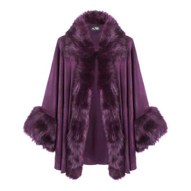 JayLey Collection Purple Luxury Faux Fur Knitted Coat