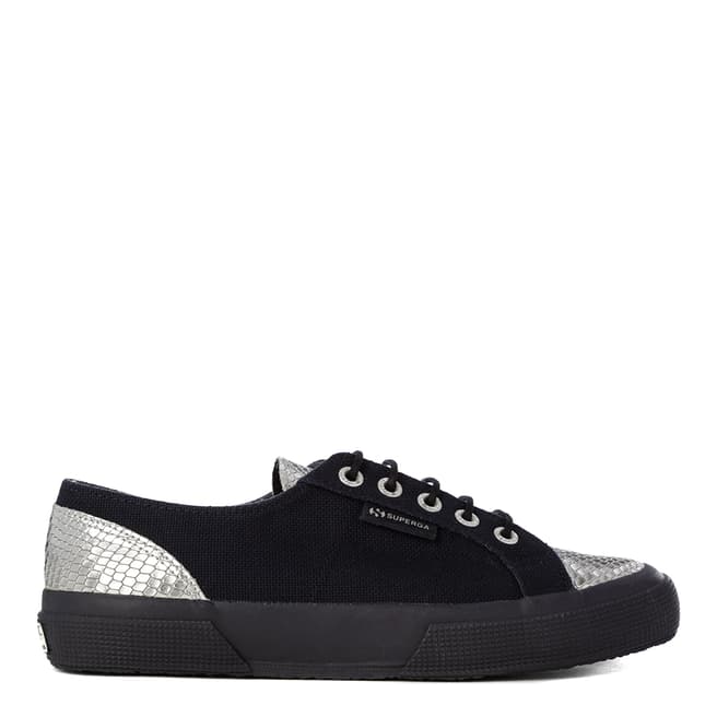 Superga Womens Navy/Metallic Silver Snake Canvas Trainers