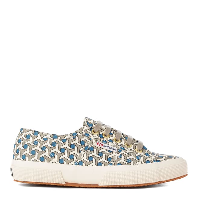 Superga Womens Grey/Blue Canvas Fantasy Patterned Trainers
