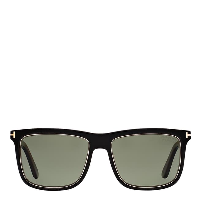Tom Ford Men's Karlie Shiny Black/Green Sunglasses 57mm