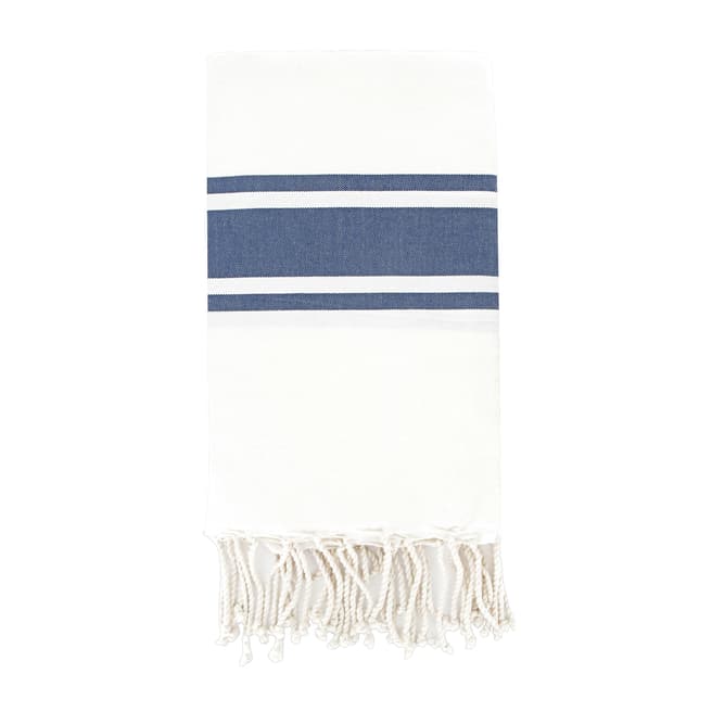 Febronie St Tropez Hammam Towel, White/Denim