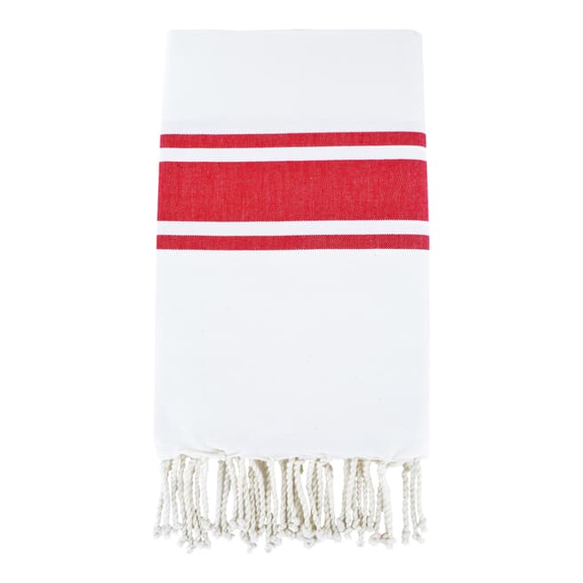 Febronie St Tropez Hammam Towel, White/Red