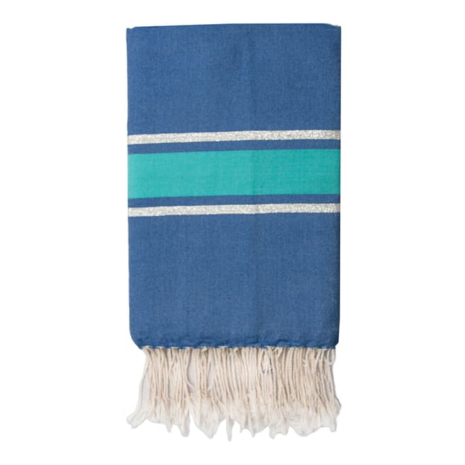 Febronie St Tropez Lurex Hammam Towel, Silver/Blue