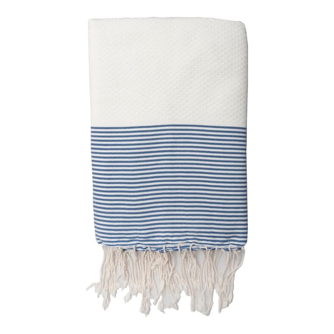 Febronie Ibiza Hammam Towel, White/Greek Blue