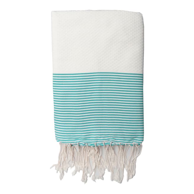 Febronie Ibiza Hammam Towel, White/Aqua