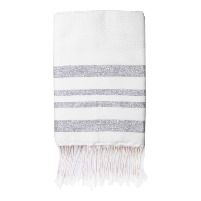Febronie Hamptons Lurex Hammam Towel, Silver/White