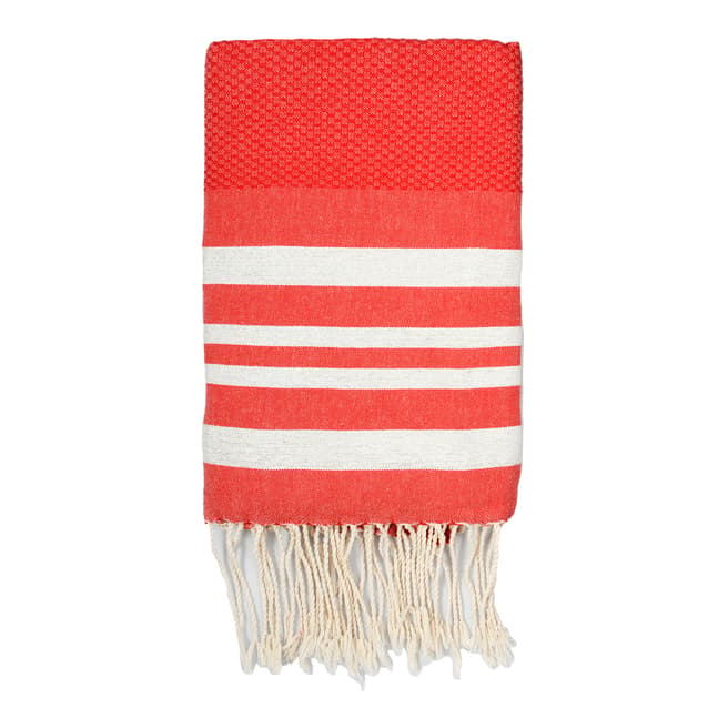 Febronie Hamptons Lurex Hammam Towel, Silver/Red