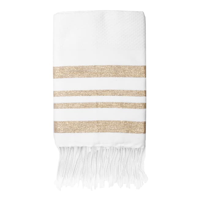 Febronie Hamptons Lurex Hammam Towel, Gold/White