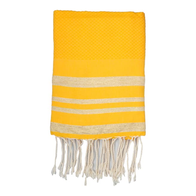 Febronie Hamptons Lurex Hammam Towel, Gold/Saffron