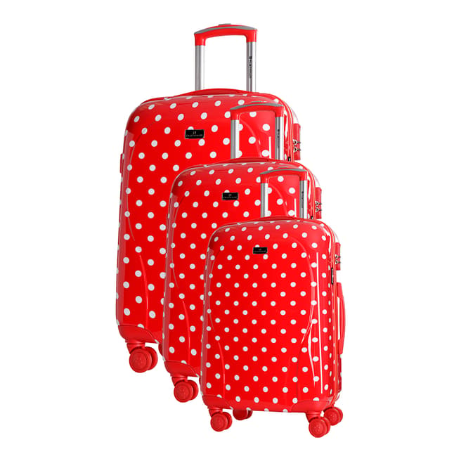 Platinium Red Phuket Set Of Three 8 Wheel Suitcases 50/60/70cm