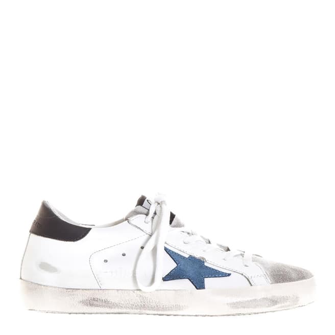 Golden Goose Women's White/Blue Leather Superstar Sneakers
