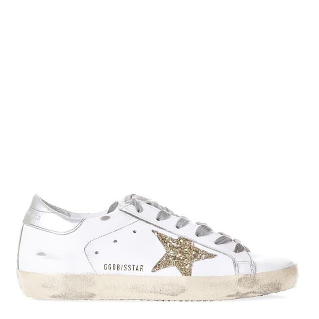 Golden Goose Women's White/Gold Leather Super Star Sneakers