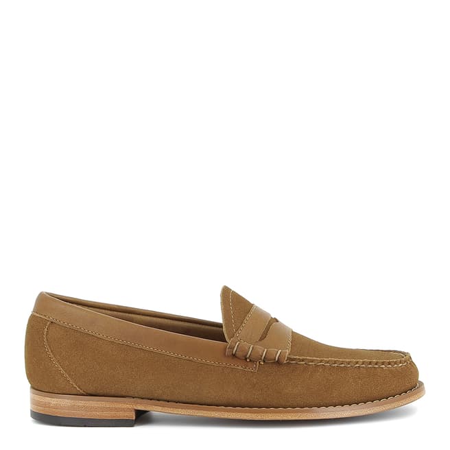 GH Bass Men's Tan Reverse Suede Penny Loafers