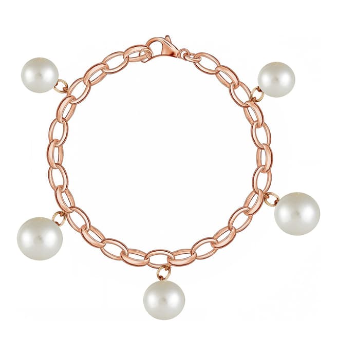 White label by Liv Oliver Rose Gold and Pearl Charm Bracelet