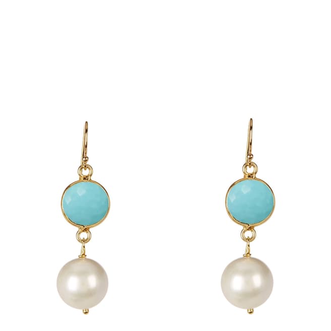 White label by Liv Oliver Turquoise and Pearl Drop Earrings