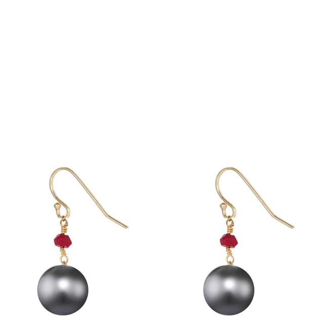 Liv Oliver Ruby and Pearl Drop Earrings