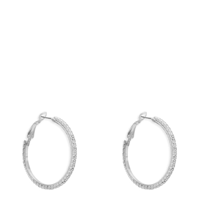 Liv Oliver Silver Crystal Hoop Earrings