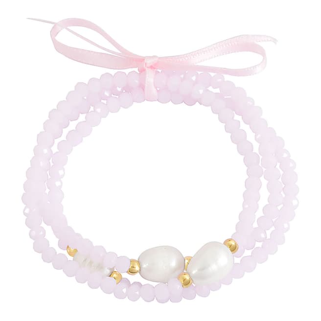 Liv Oliver Pink Quartz and Pearl Bracelet Set