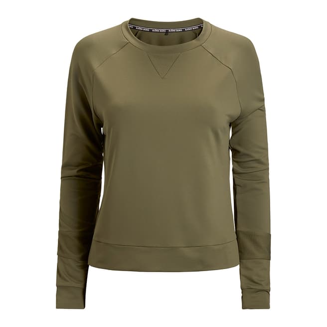 BJORN BORG Women's Green Long Sleeve Caroline Sweater