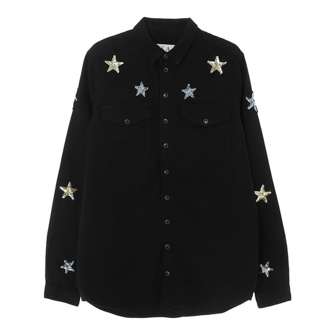 Zoe Karssen Black Sequin Stars Cotton Shirt