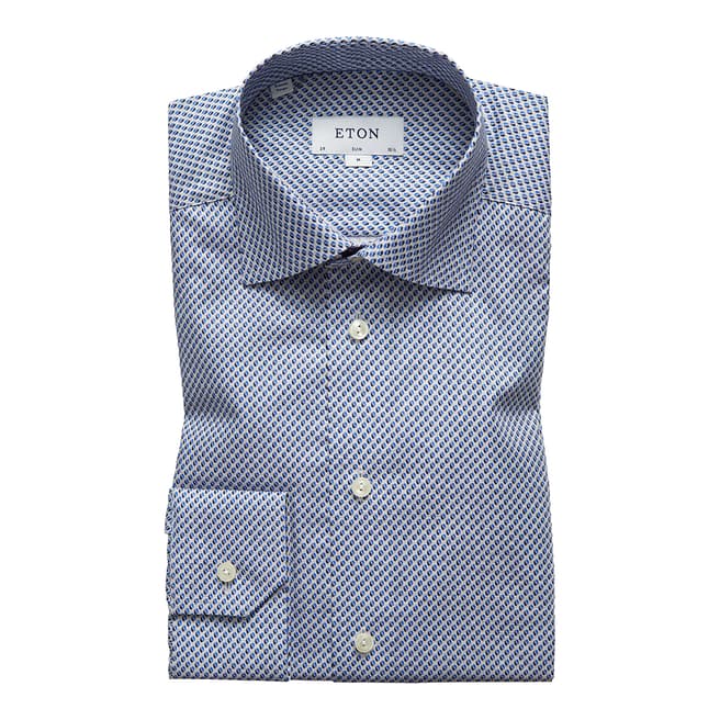 Eton Shirts Blue/White Circular Pattern Slim Shirt