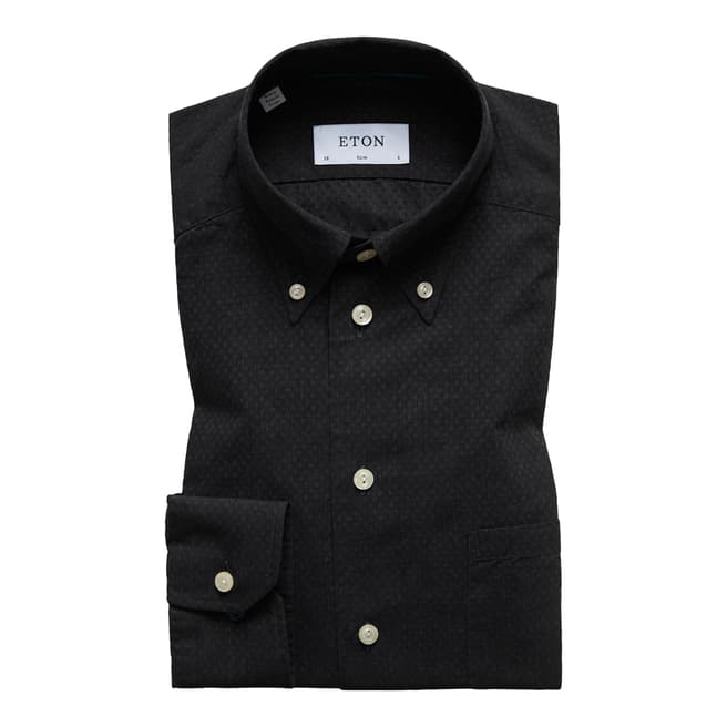 Eton Shirts Black Slim Spot Shirt