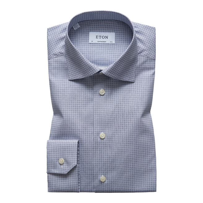 Eton Shirts Blue/White Contemporary Geometric Shirt