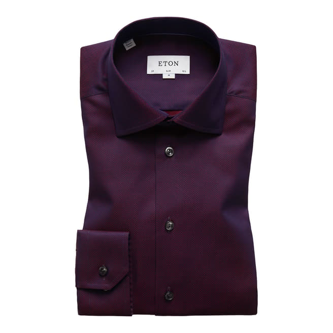 Eton Shirts Purple/Red Slim Stitched Shirt