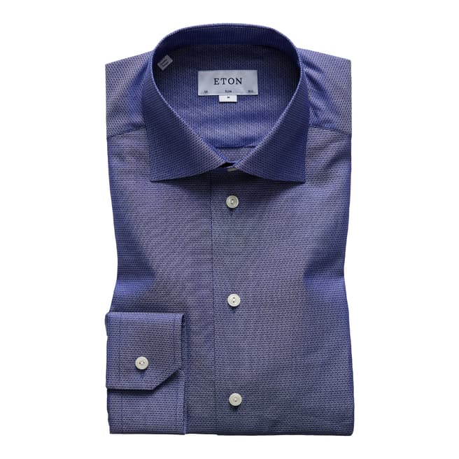 Eton Shirts Blue/Navy Slim Micro Geometric Shirt
