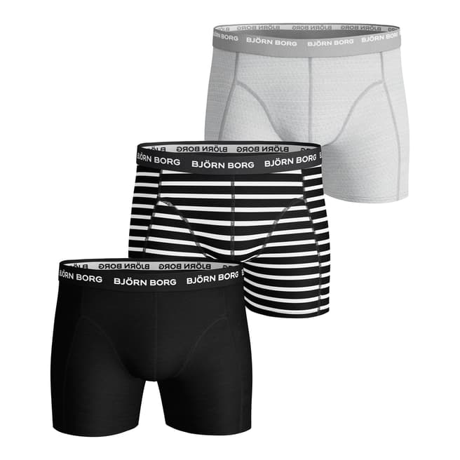 BJORN BORG Men's Multicoloured Stripe 3-Pack Boxer Shorts