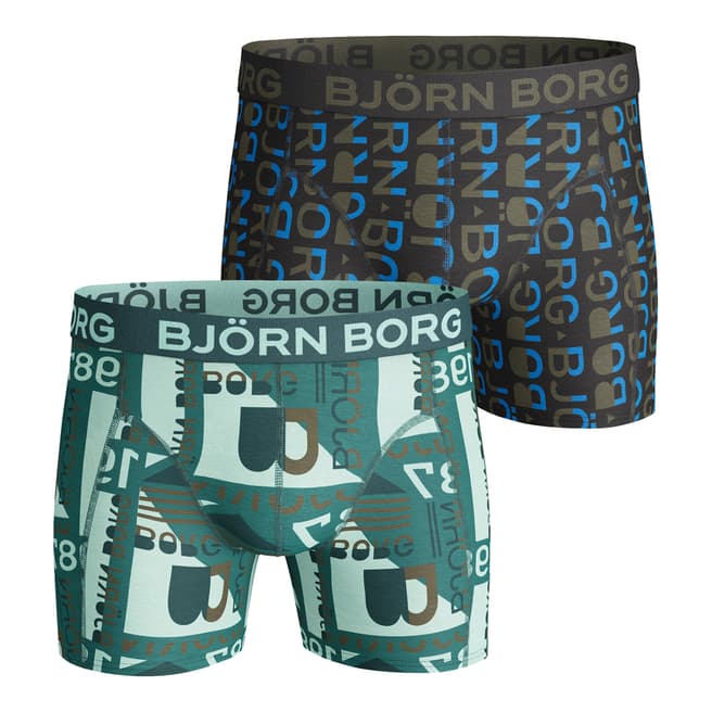 BJORN BORG Men's Multicoloured Graphic 2-Pack Boxer Shorts