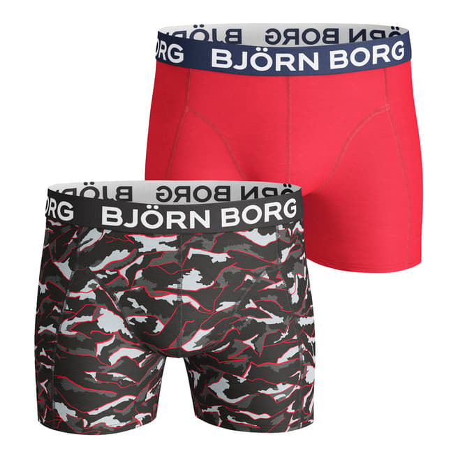 BJORN BORG Men's Red Abstract Shade 2-Pack Boxer Shorts