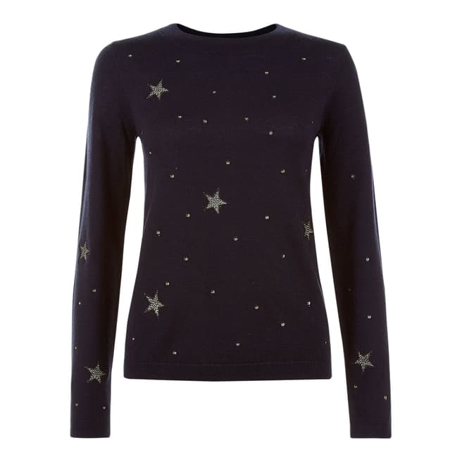 Hobbs London Navy/Gold Celestial Sweater
