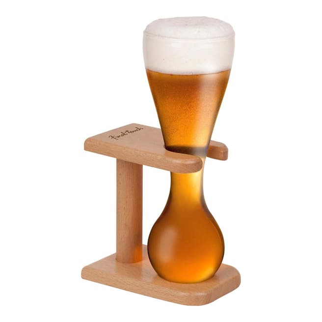 Original Product Quarter-Yard of Ale in Birch Wood Stand