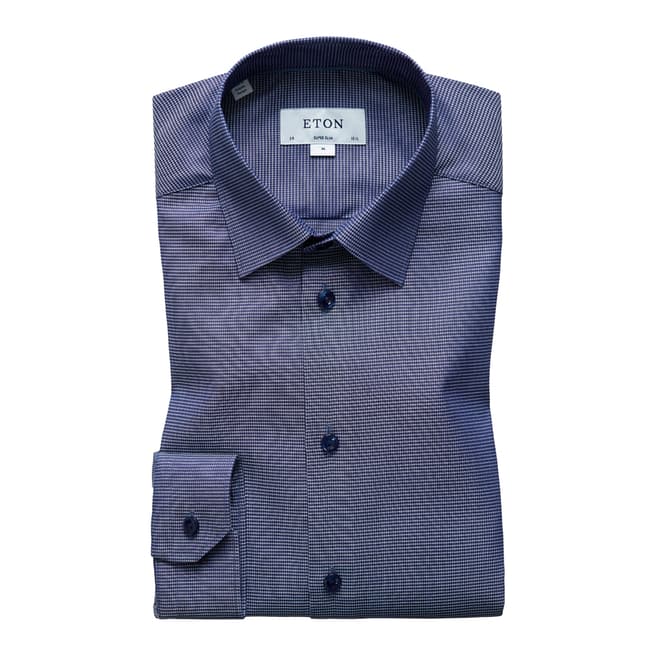 Eton Shirts Navy/Blue Super Slim Diamond Shirt