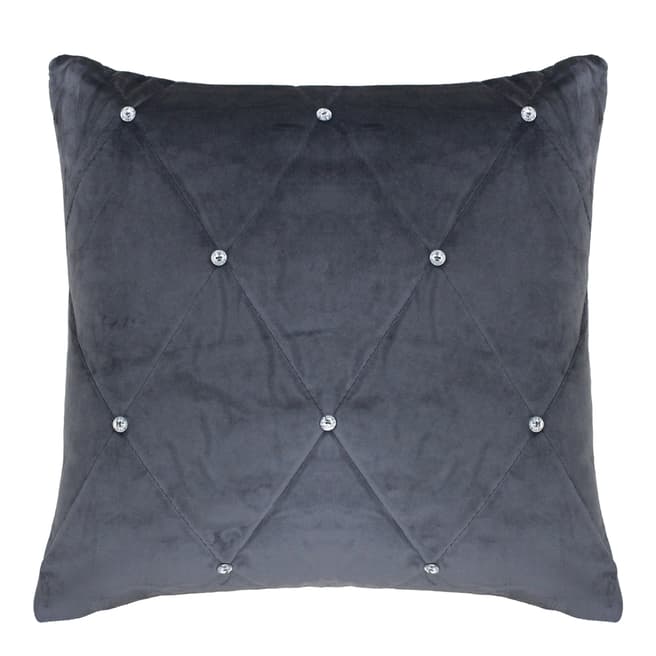 Riva Home Pewter Diamante Cushion, 45x45cm